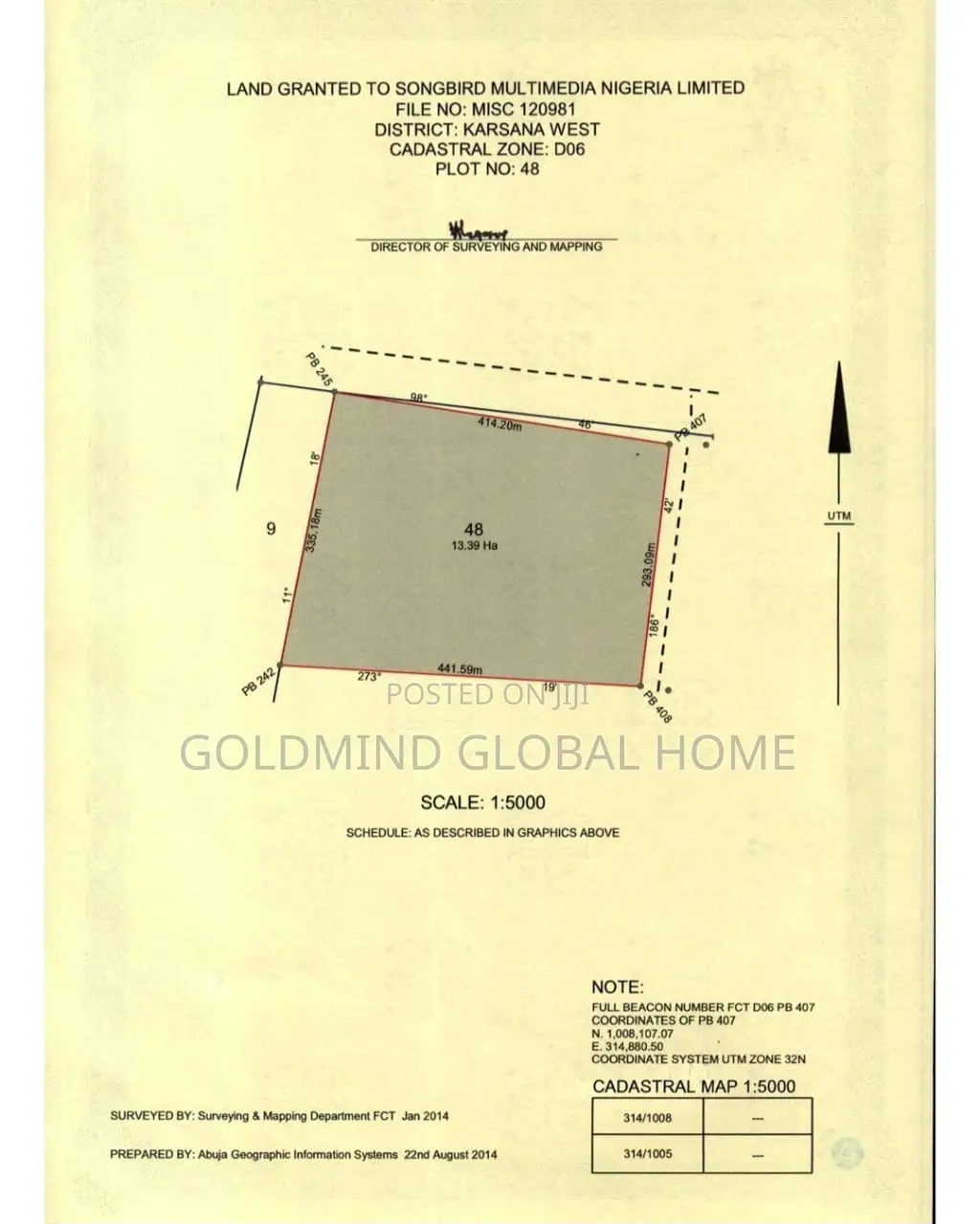 13 Hectares for Sale in Karsana West. Abuja - Nigeria in Dawaki
