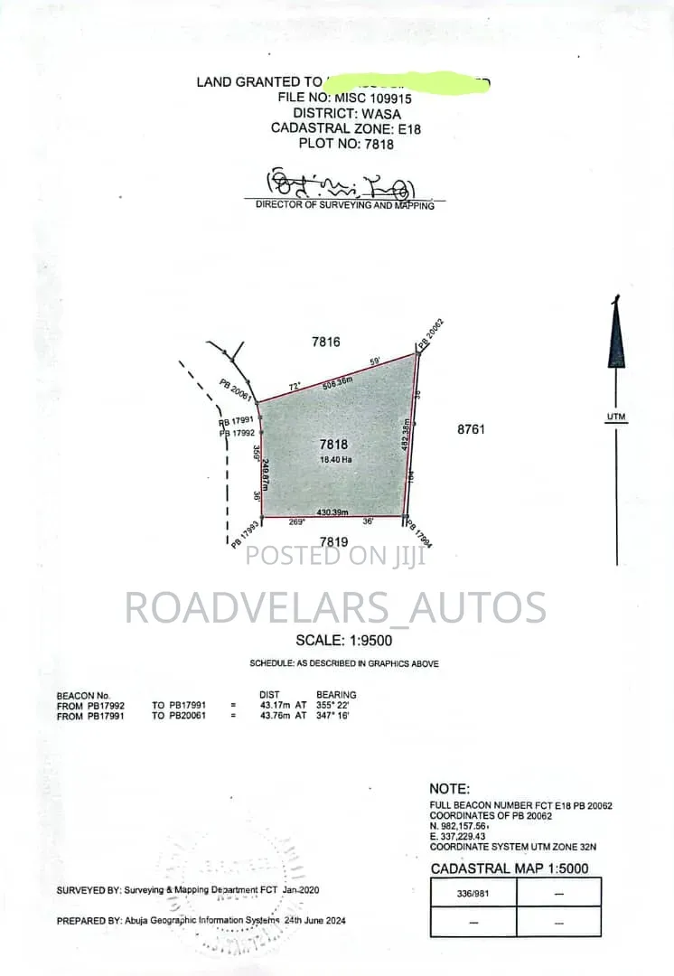 Wasa, Apo Abuja, 180,000sqm of Mixed Land Available in Wasa