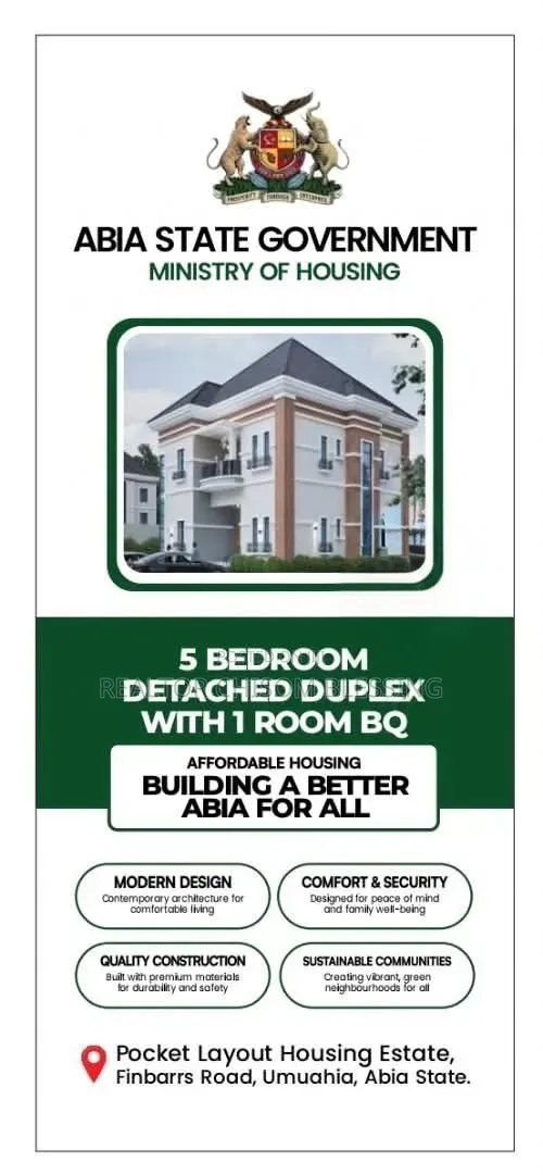 Luxury 5 Bedroom Duplex + 1 Bedroom BQ in Umuahia Town Abia State in Umuahia