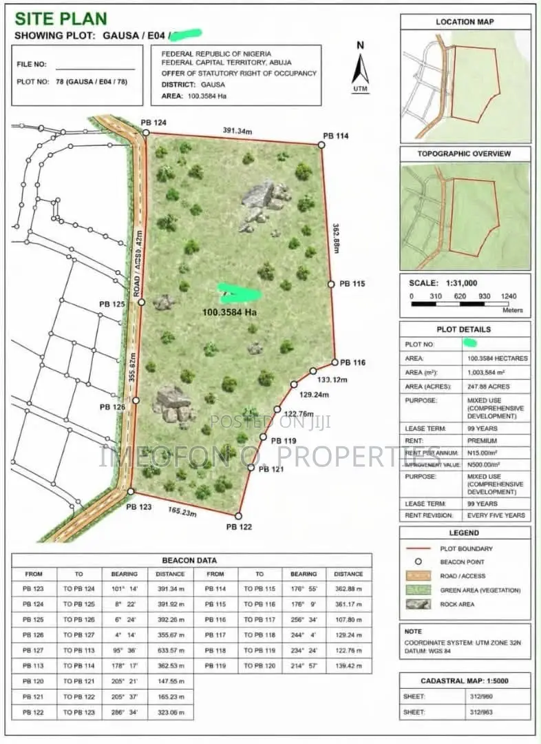 Out for Sale in Gousa/Idu*landsizes: 100hectares in Idu Industrial