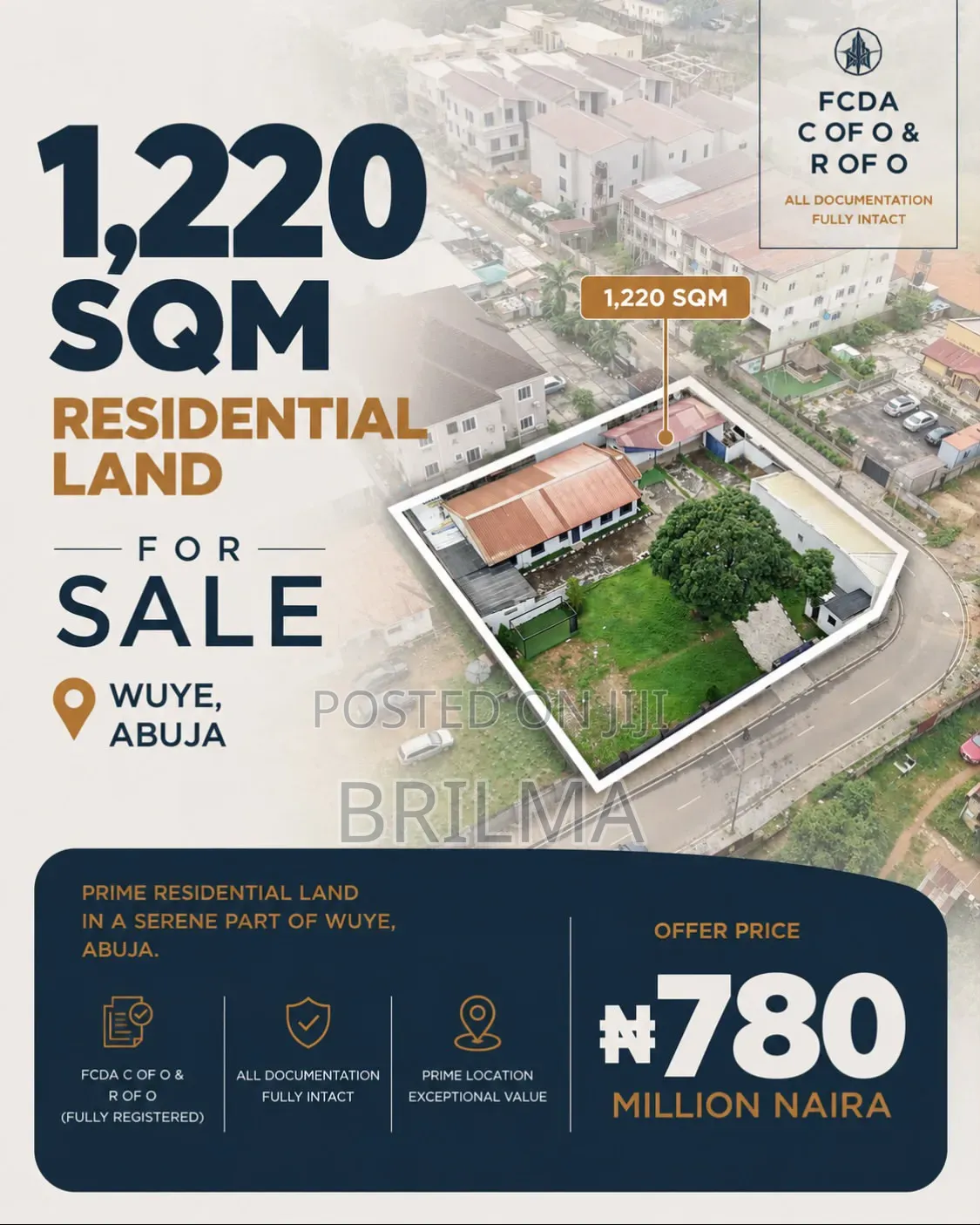 1,220 SQM of Residential Land in Wuye Main for Sale in Wuye