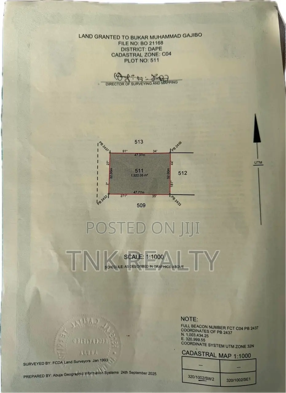 Dape Residential Plot for Sale COFO in Dape