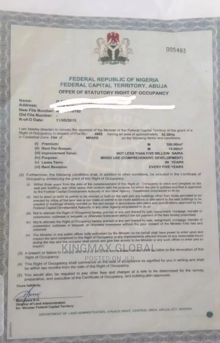 4 Serial Plots in Maitama 2, Abuja for Sale: in Maitama