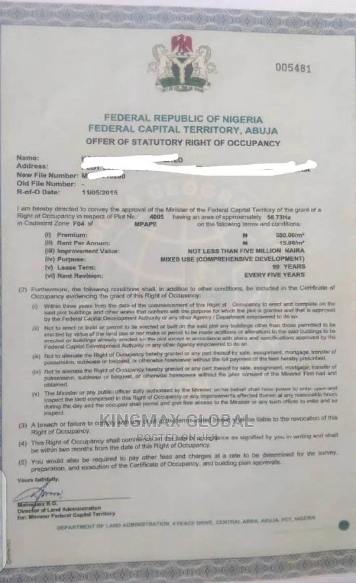 4 Serial Plots in Maitama 2, Abuja for Sale: in Maitama