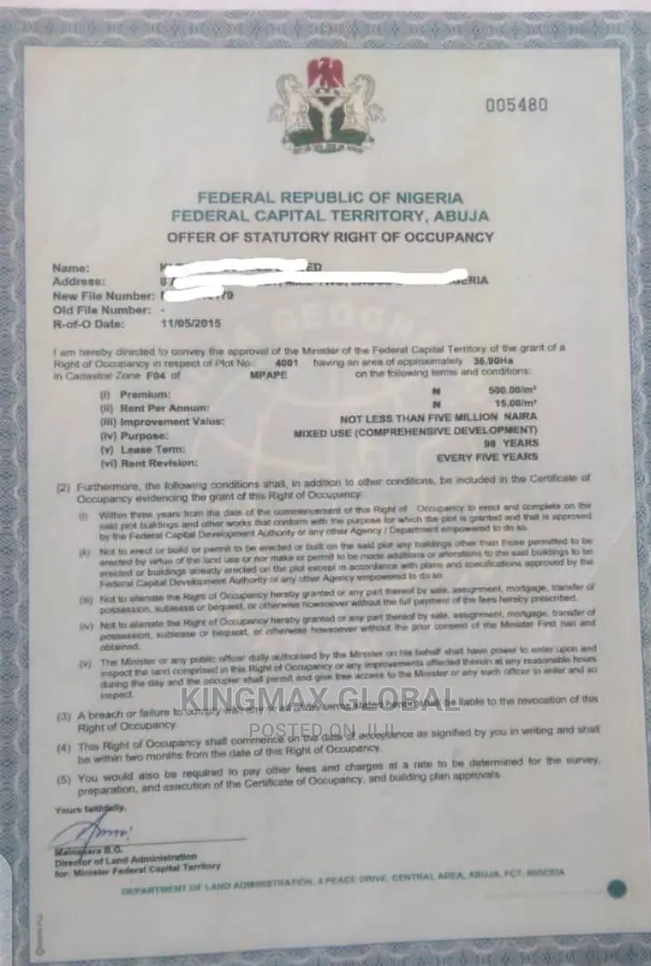 4 Serial Plots in Maitama 2, Abuja for Sale: in Maitama