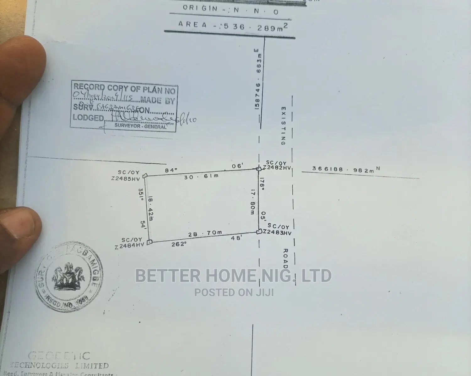Full Old Standard Measure Plot of Land With Register Survey in Oluyole